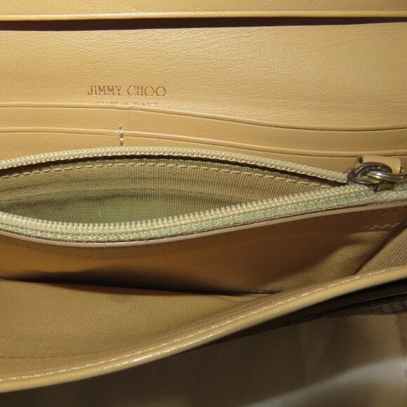 Jimmy Choo Gold c Snakeskin Long Bifold Wallet Gold Tone Hardware EUC - Picture 6 of 12